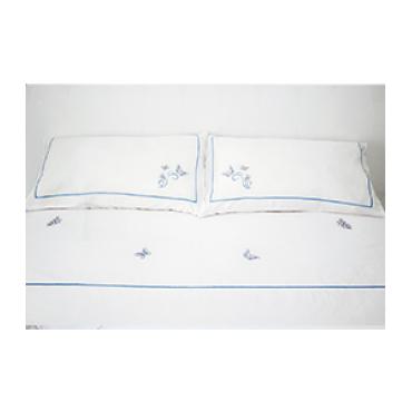 Blue Butterfly Embroidered Bed Set